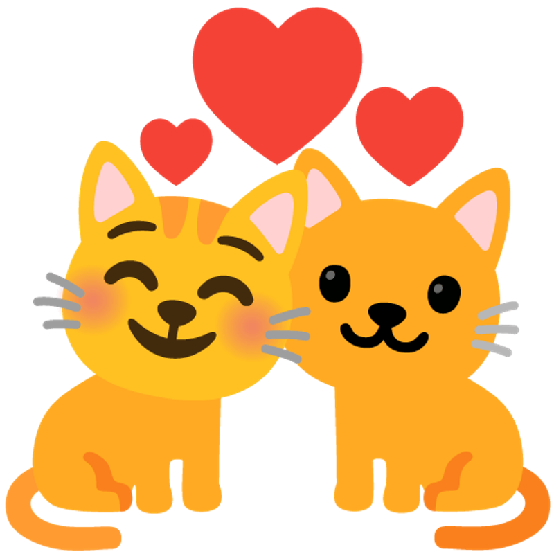 猫とハートの絵文字ミックス - 仲の良い猫