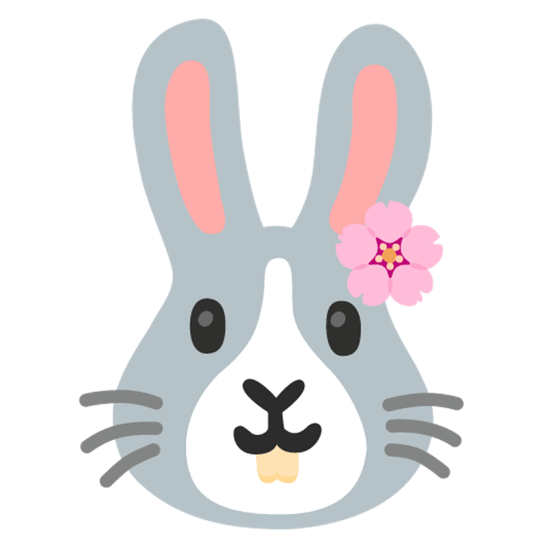 うさぎと花の絵文字ミックス - 花飾りうさぎ