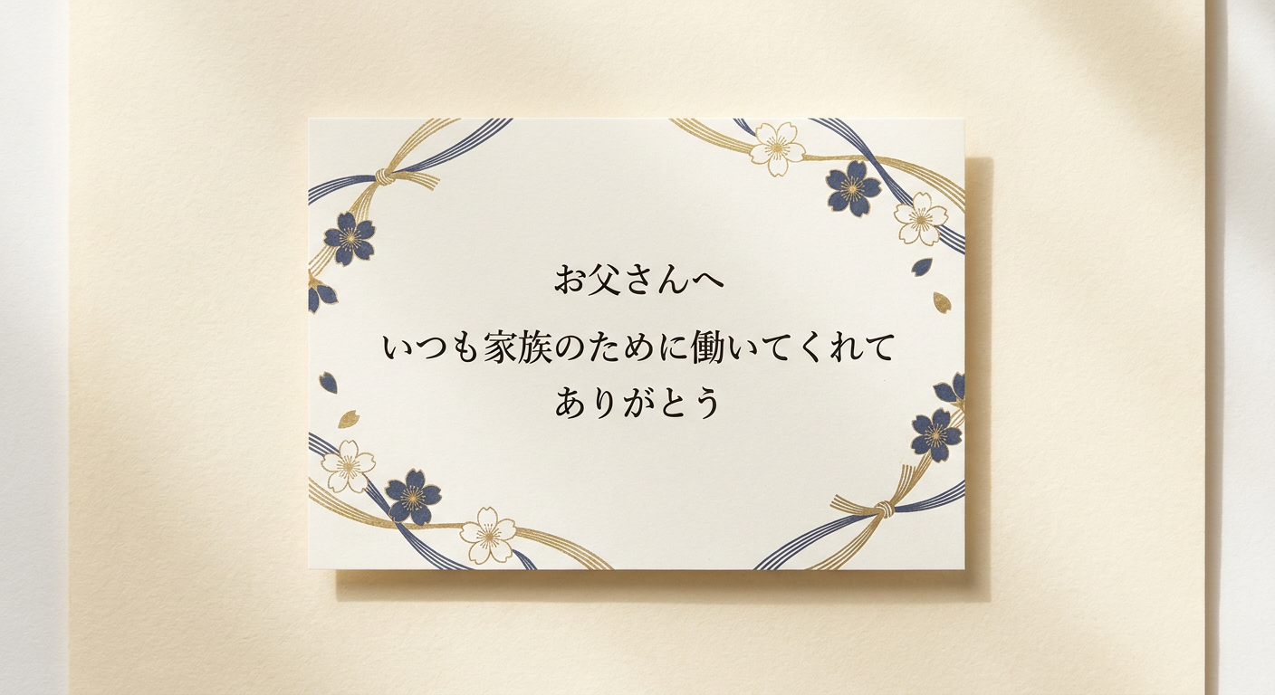 父の日メッセージカードの文例を実際にデザインしたイメージ