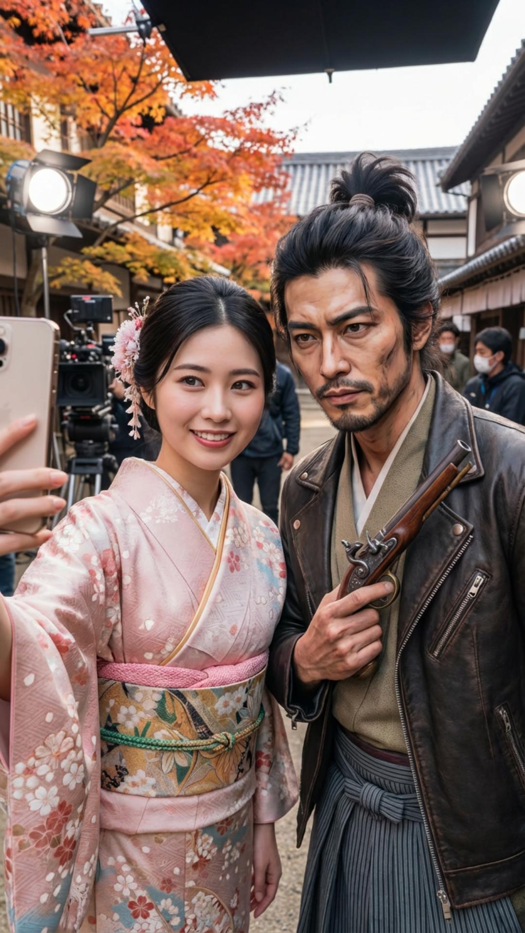 AIセレブとのセルフィ作成例