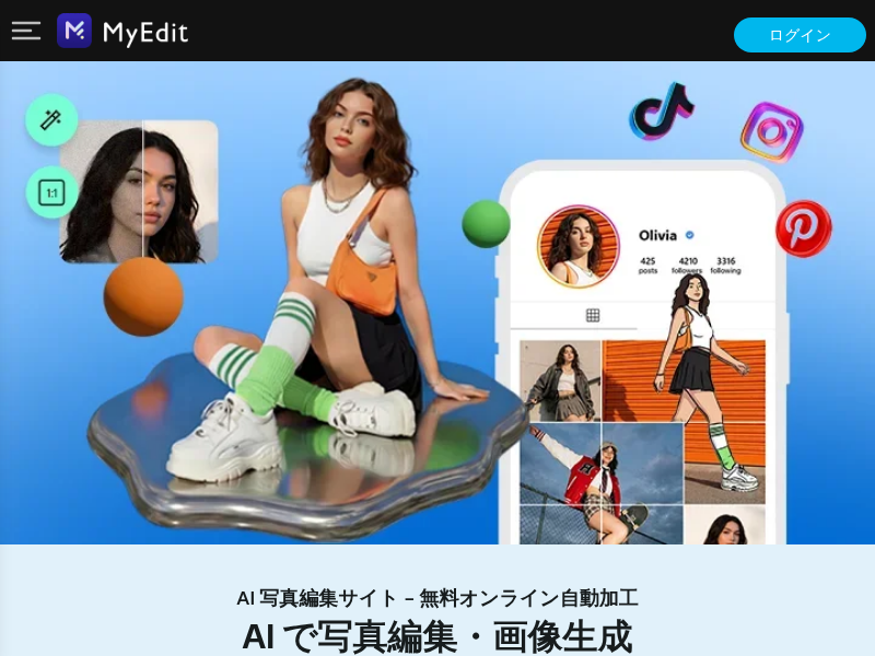MyEditの日本語サイト画面