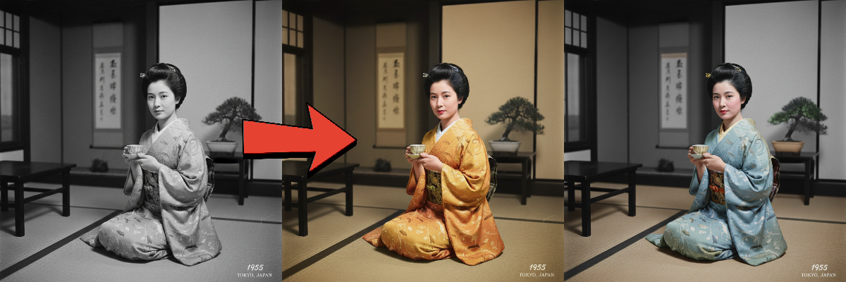 白黒写真をきれいにカラー化