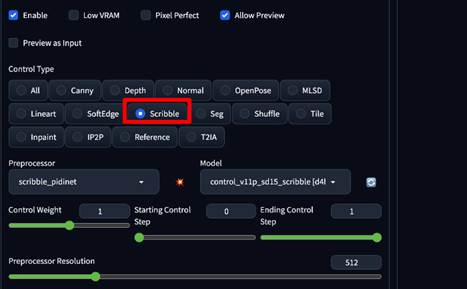 ControlNetのScribbleモデルの使い方