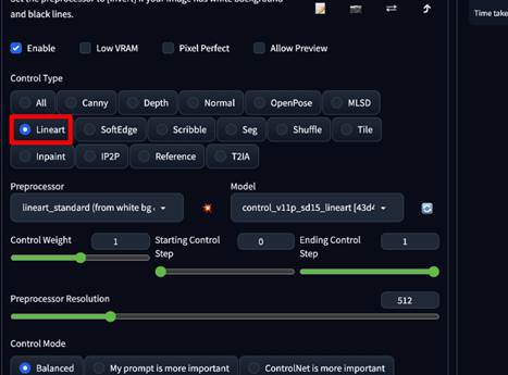 ControlNetのLineartモデルの使い方