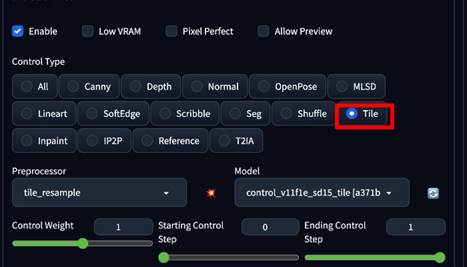 ControlNetのTileモデルの使い方