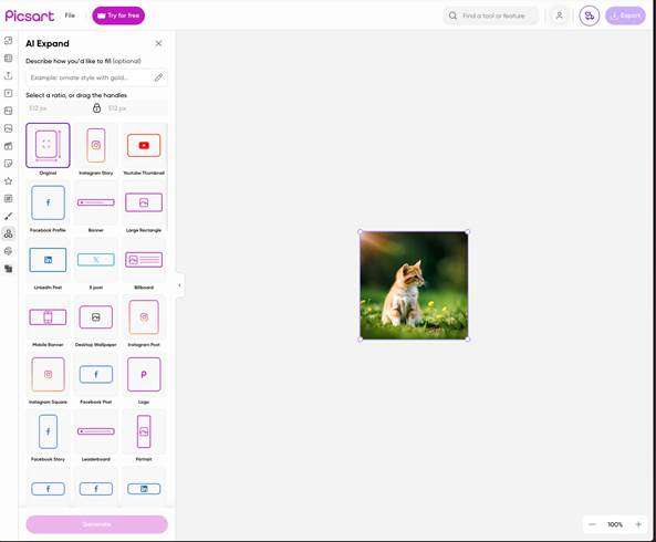 Picsart AI Expand【無料で試せる拡張】