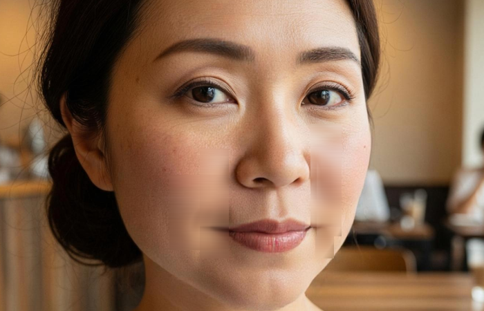 ピンポイントでシワ部分をモザイク