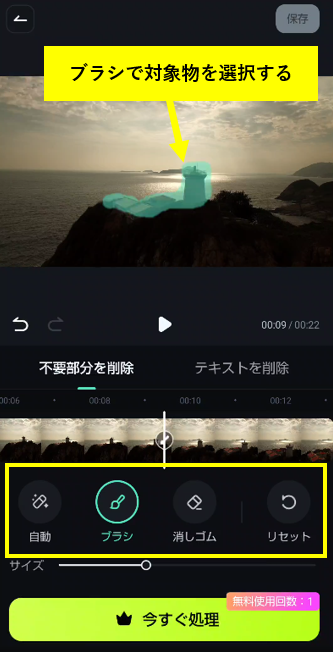 除去したい対象物を選択