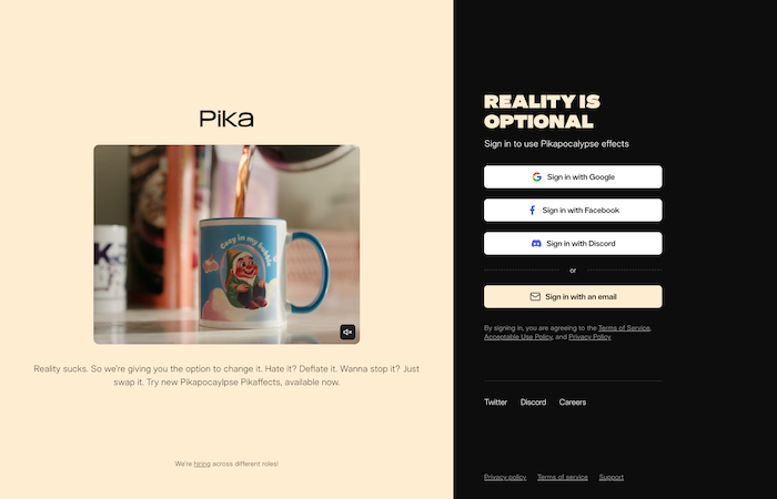 Pika Labsのアカウント登録