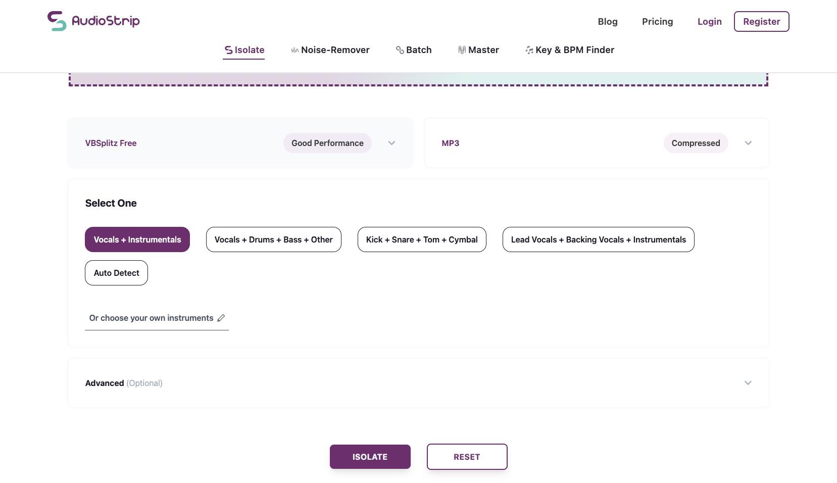 ボーカル抽出無料サイト-AudioStrip