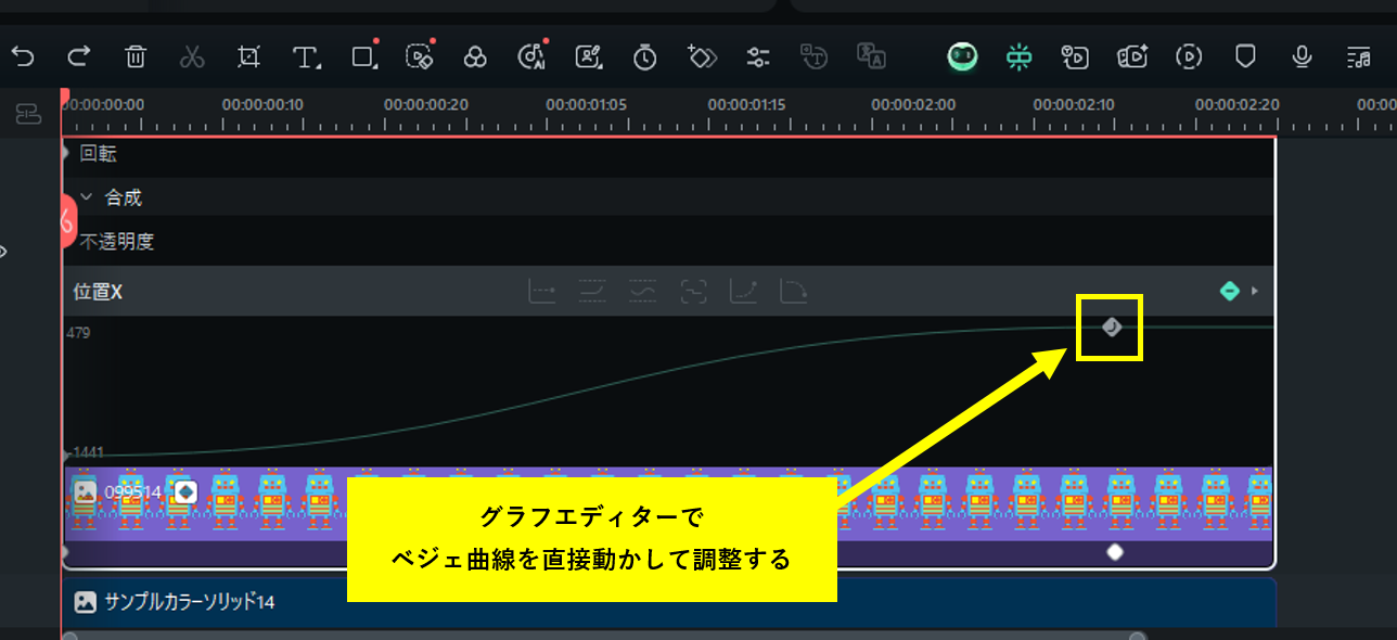 ベジェ曲線を動かし