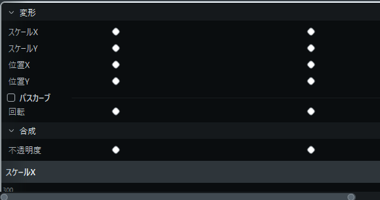 キーフレームで複雑な動きをつけ