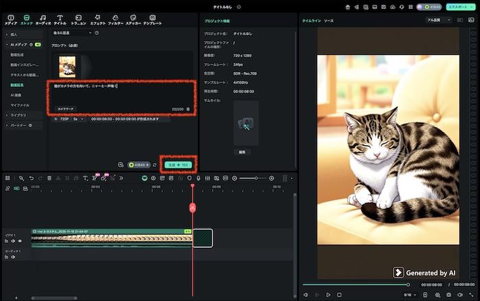 「生成」をクリック