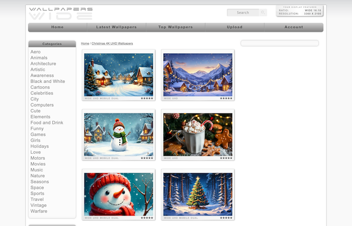 クリスマス壁紙をダウンロードできるサイト