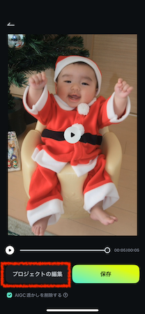 「プロジェクトの編集」をタップ