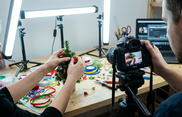 クリスマス工作動画の撮影