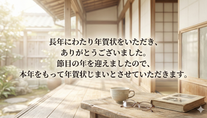 年賀状 じまい 文例 70代・80代代