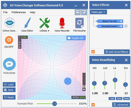 自然な男声に変換できるボイスチェンジャーAV Voice Changer Software Diamond