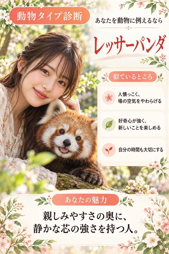 AIどうぶつ診断で人物と似ている動物を並べたイメージ