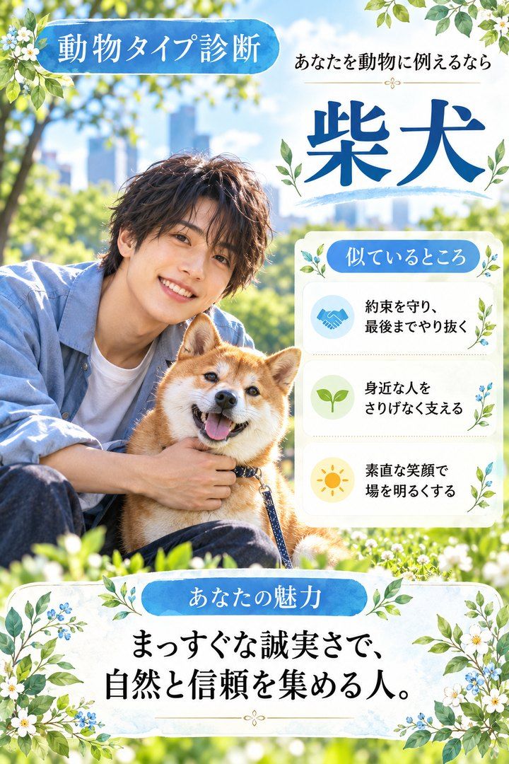 SNSで共有しやすいAIどうぶつ診断の結果カード