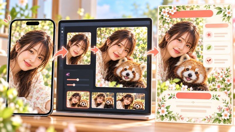GPT Image 2でAI動物診断の人物と動物の比較画像を生成