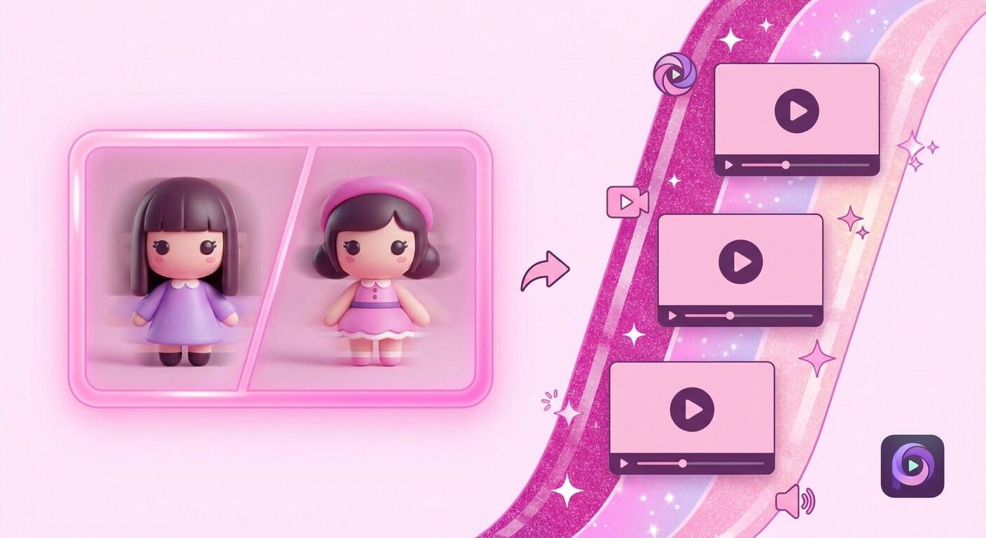 Filmoraの画像から動画生成でAIバービー化画像を動画化する作例