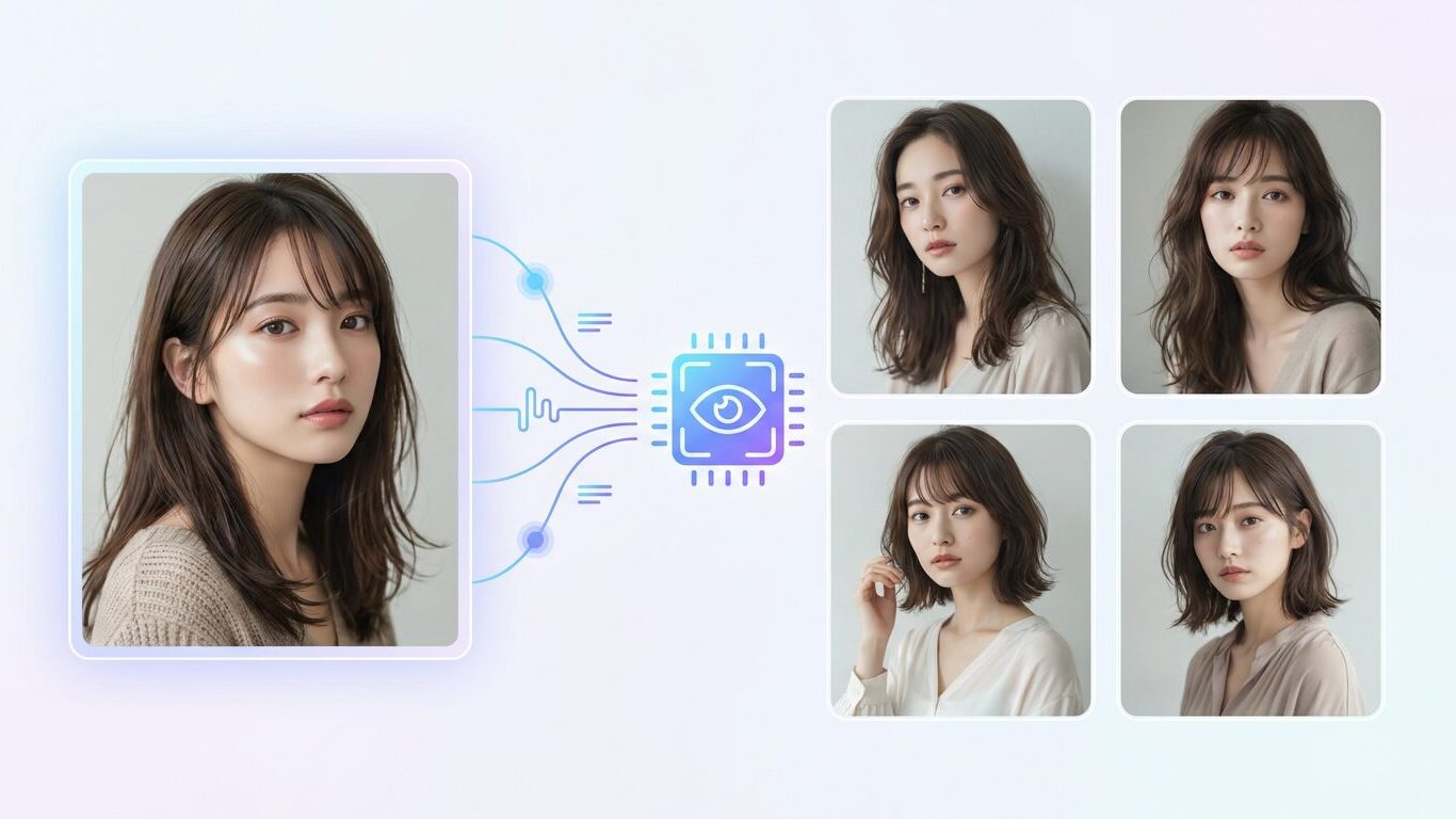 FilmoraのAI画像からプロンプト生成で美女テイストを再現するイメージ