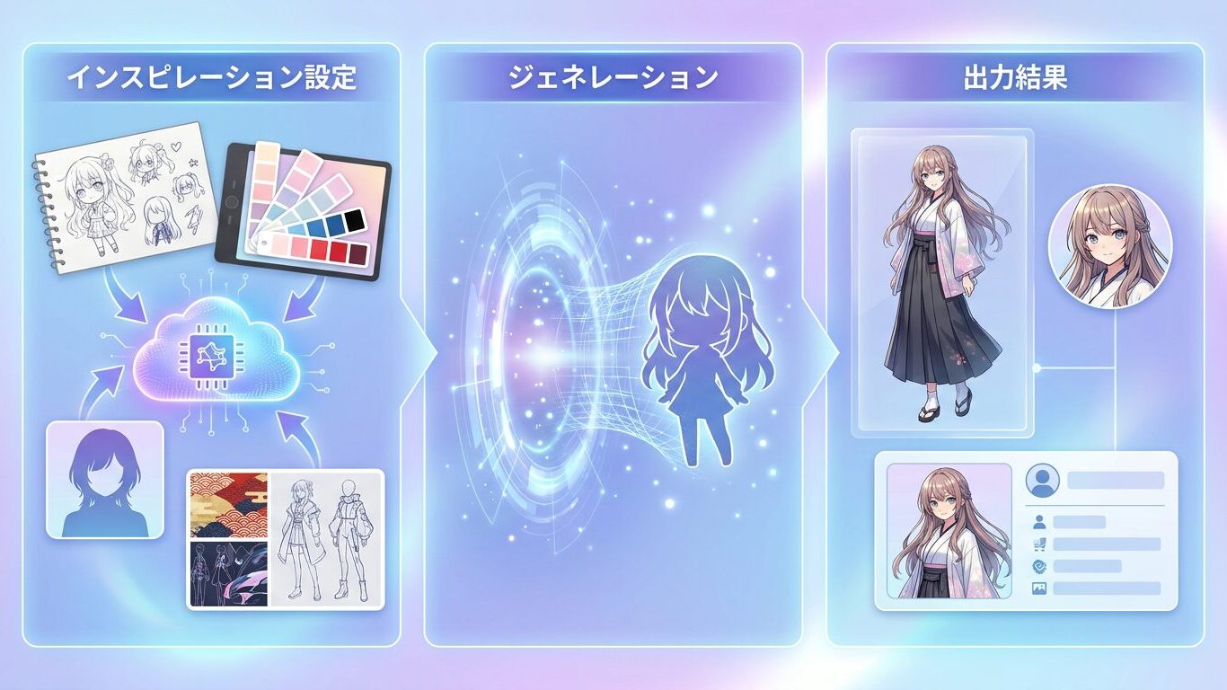 FilmoraのAI画像生成でオリジナルキャラクターを作るイメージ