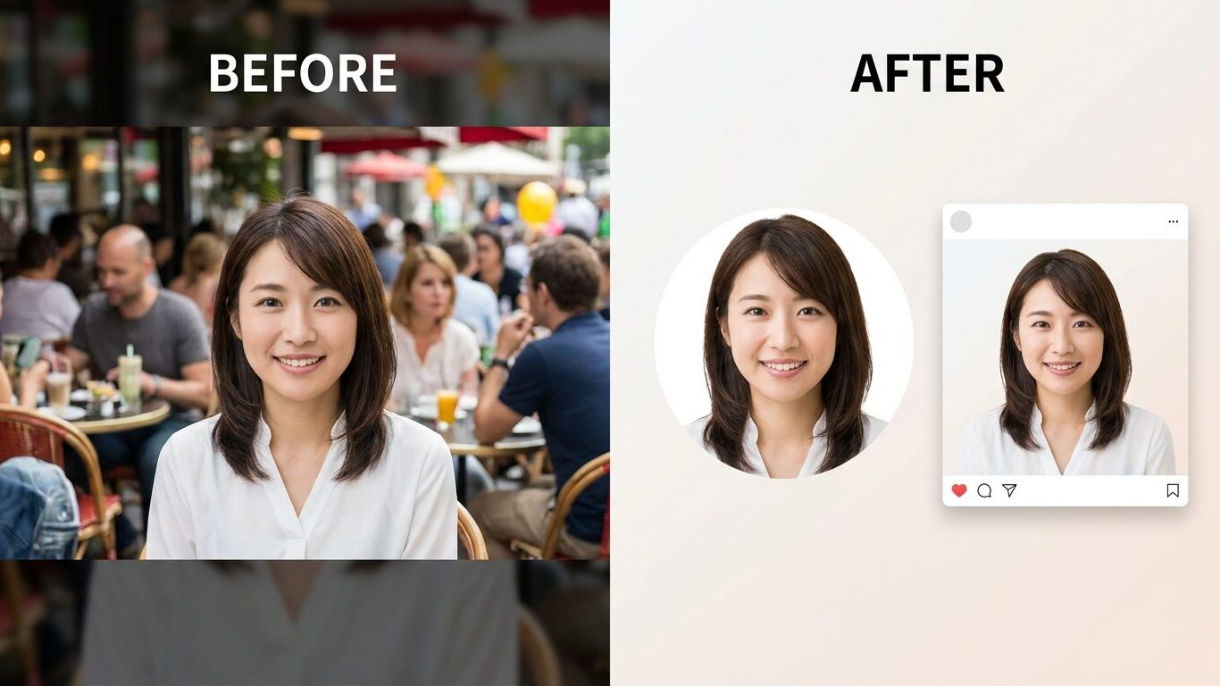 FilmoraのAIスマートカットアウトで顔入れ替え画像を整えるイメージ