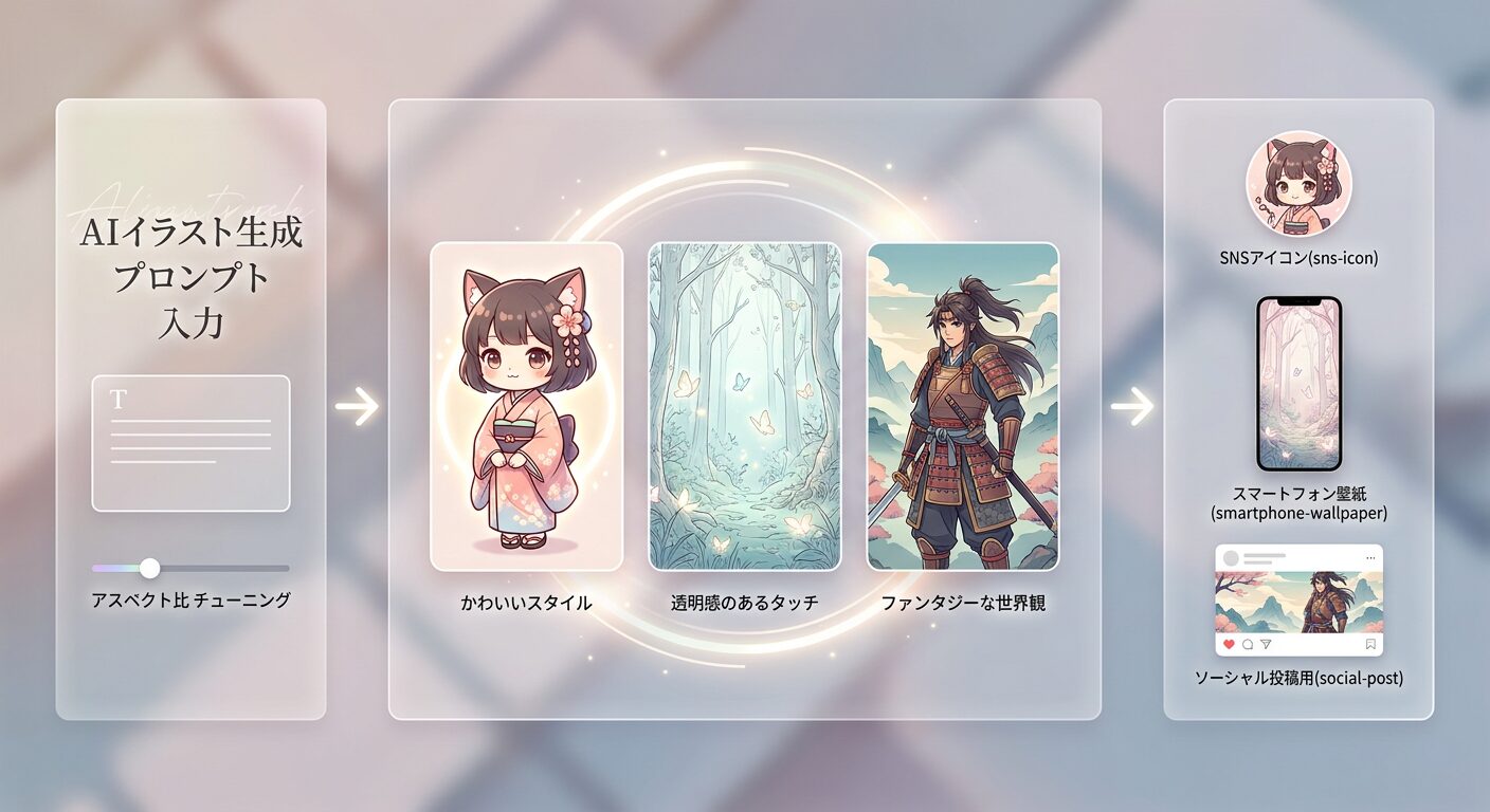 FilmoraのAI画像生成でAIイラストを作るイメージ