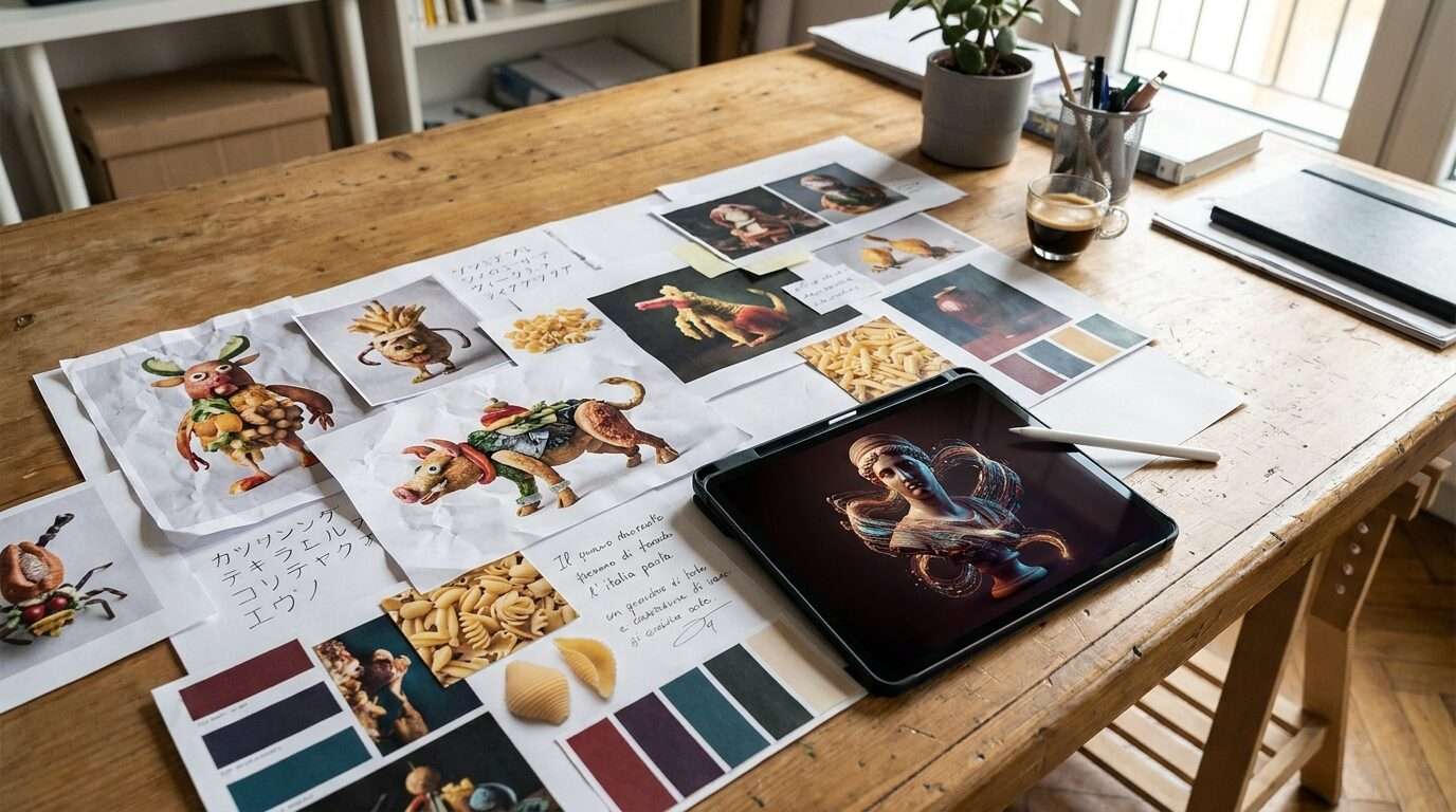 FilmoraでAI画像からプロンプト生成を使ってAIイタリアンブレインロット作成をするイメージ