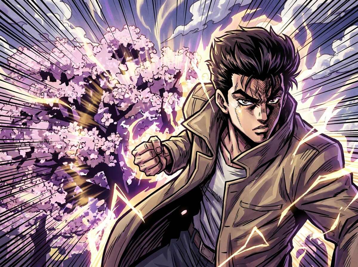 スマホ壁紙向けAIジョジョ風フィルター画像
