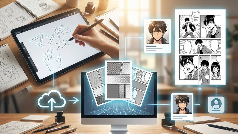 FilmoraのAI画像生成でAI漫画素材を作るイメージ