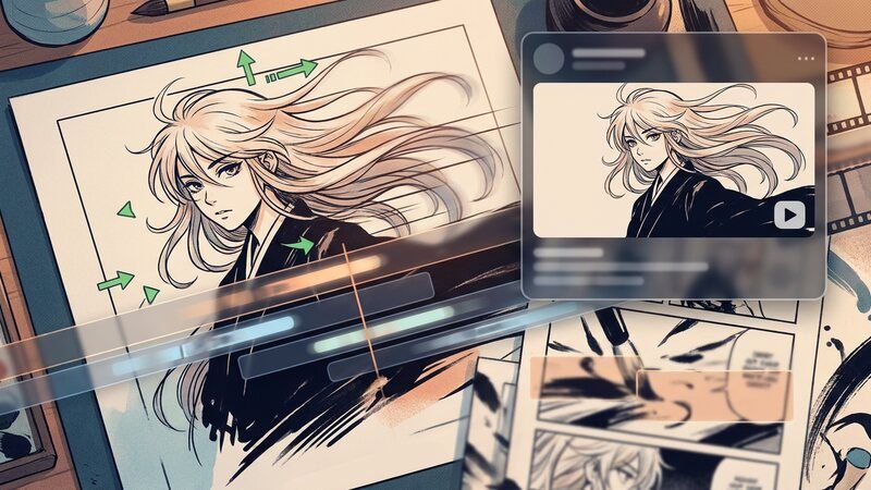 FilmoraでAI漫画画像を動画化するイメージ