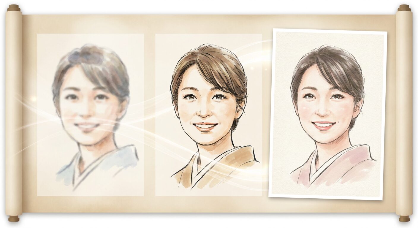 FilmoraのAI画像生成で似顔絵を作るイメージ