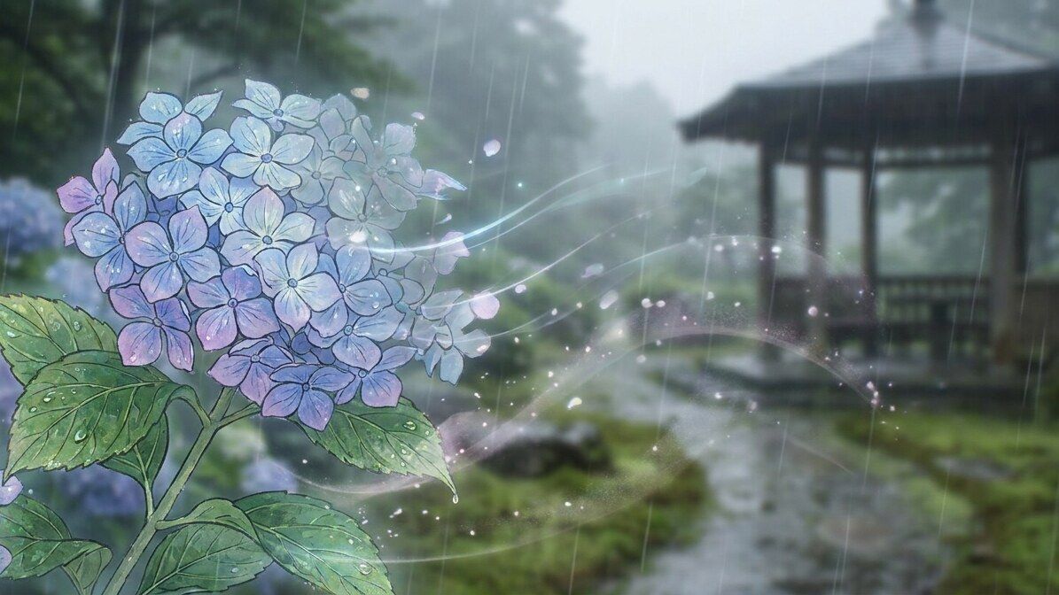 Filmoraで紫陽花イラストを画像から動画生成に展開