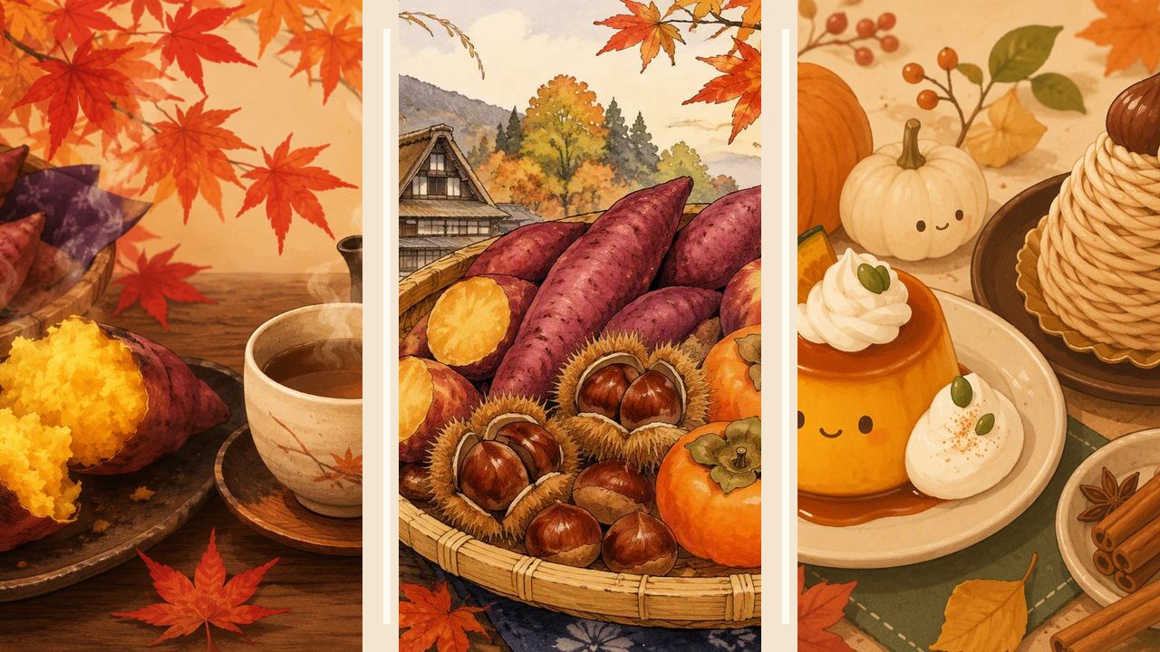 AI画像生成で秋食べ物イラストを作るイメージ