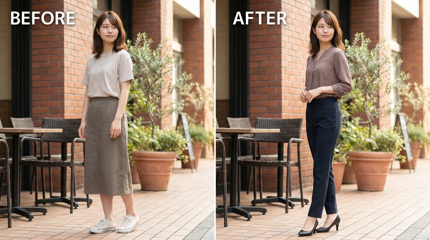脚を細く長くする加工