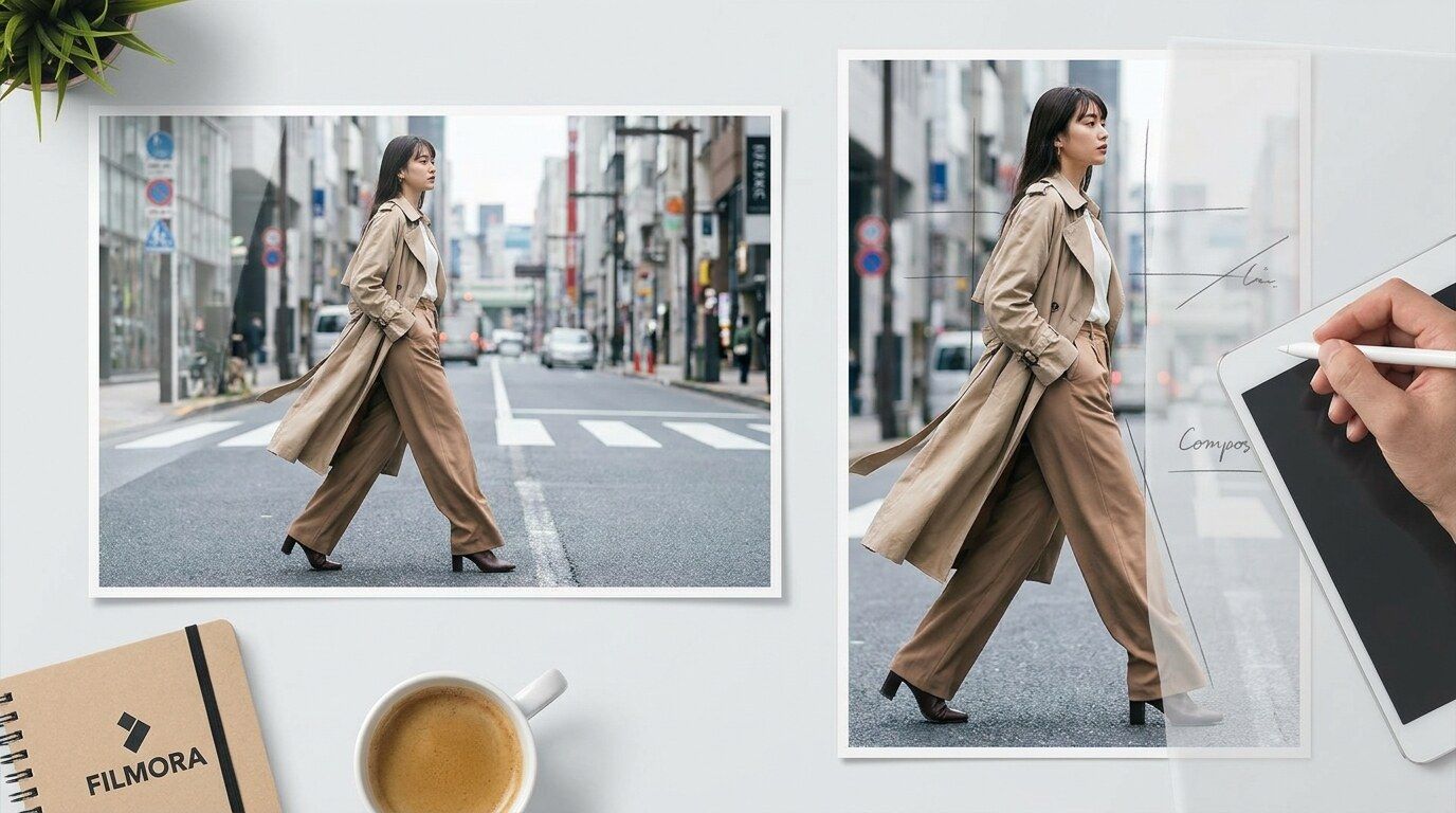 Filmoraのオートリフレームで脚長加工画像を縦型SNS向けに調整する