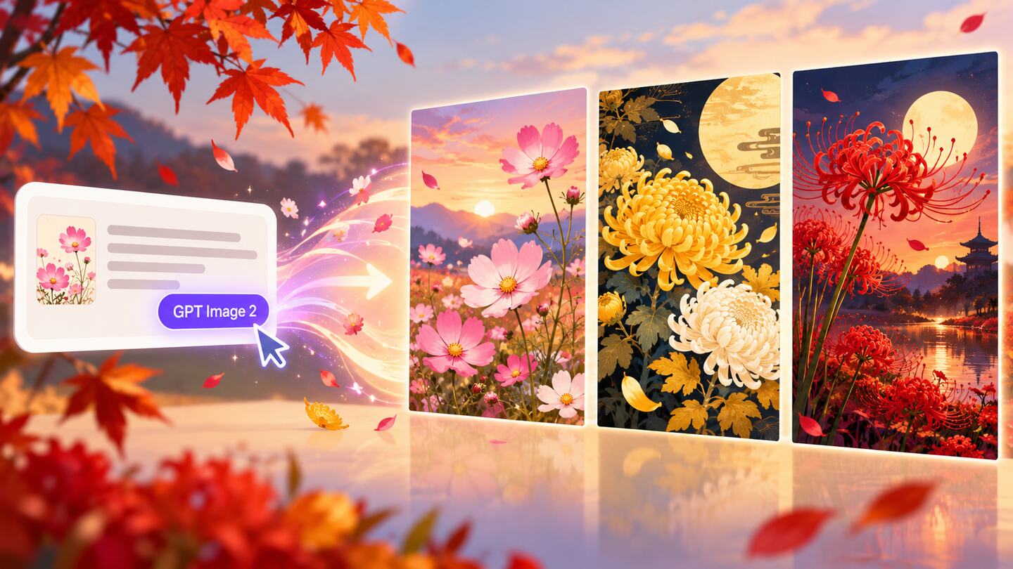 GPT Image 2で秋の花イラストを用途別に生成するイメージ