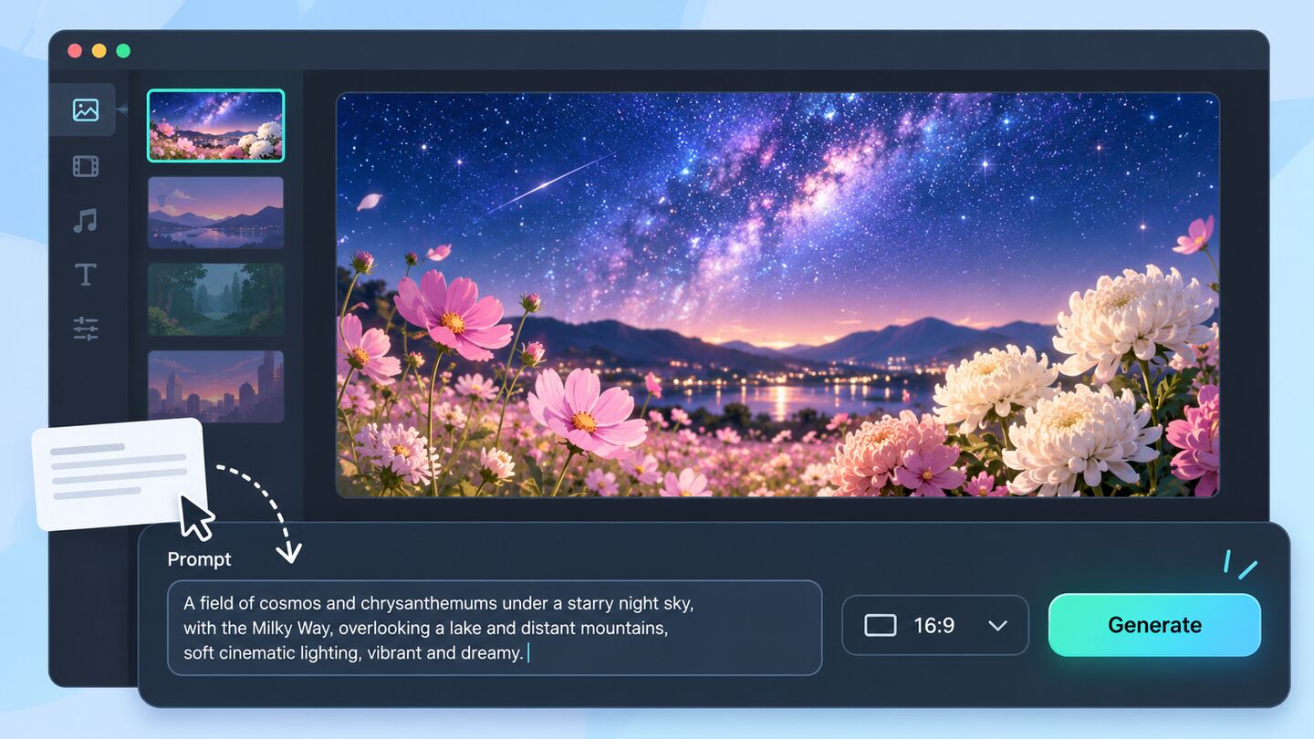 秋の花イラストpromptと比率を設定する手順