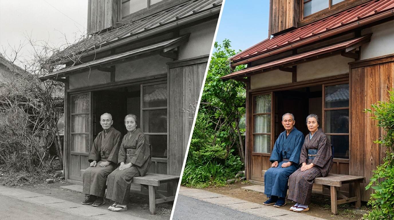 FilmoraのGPT Image 2で白黒写真をカラー化するイメージ