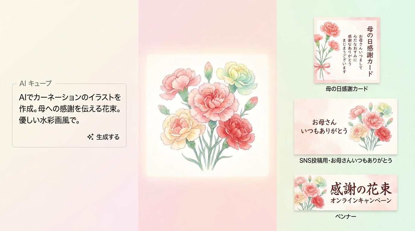 FilmoraのAI画像生成でカーネーションイラストを作る