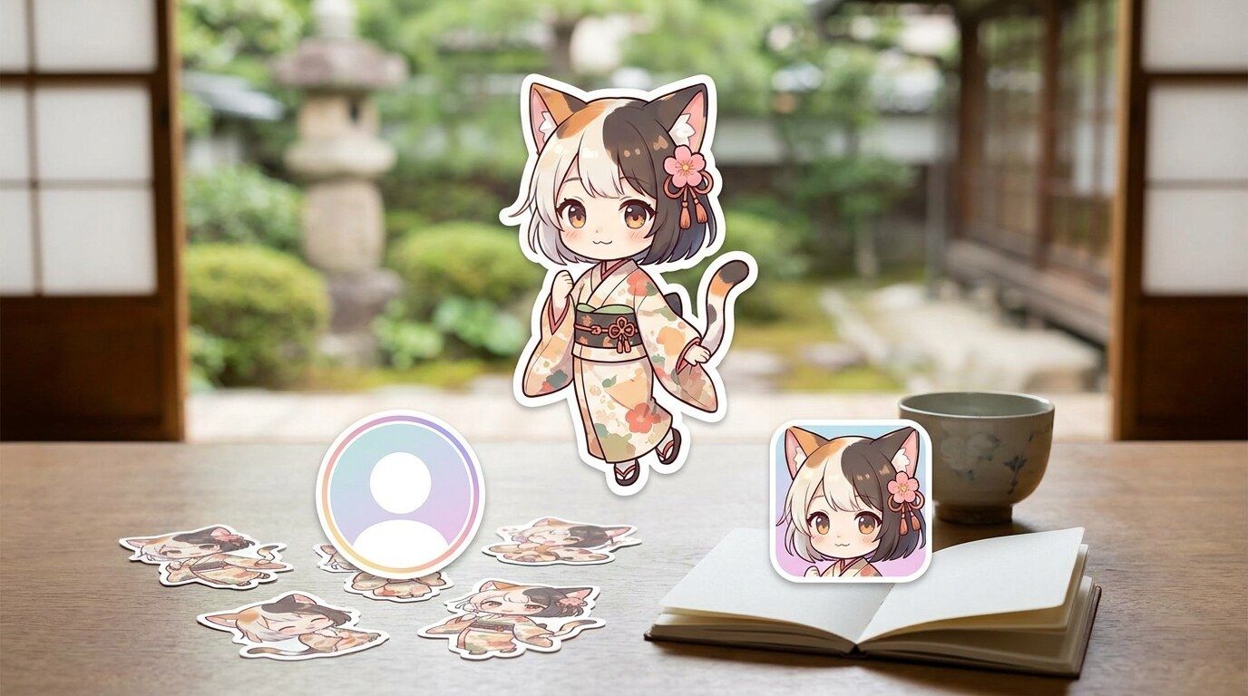 FilmoraのAIスマートカットアウトで猫擬人化キャラを切り抜くイメージ