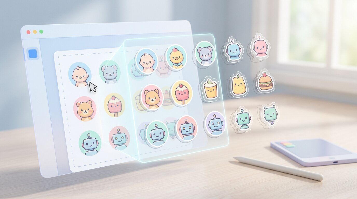 FilmoraのAIステッカーでちゃんりお風アイコンをステッカー素材にする