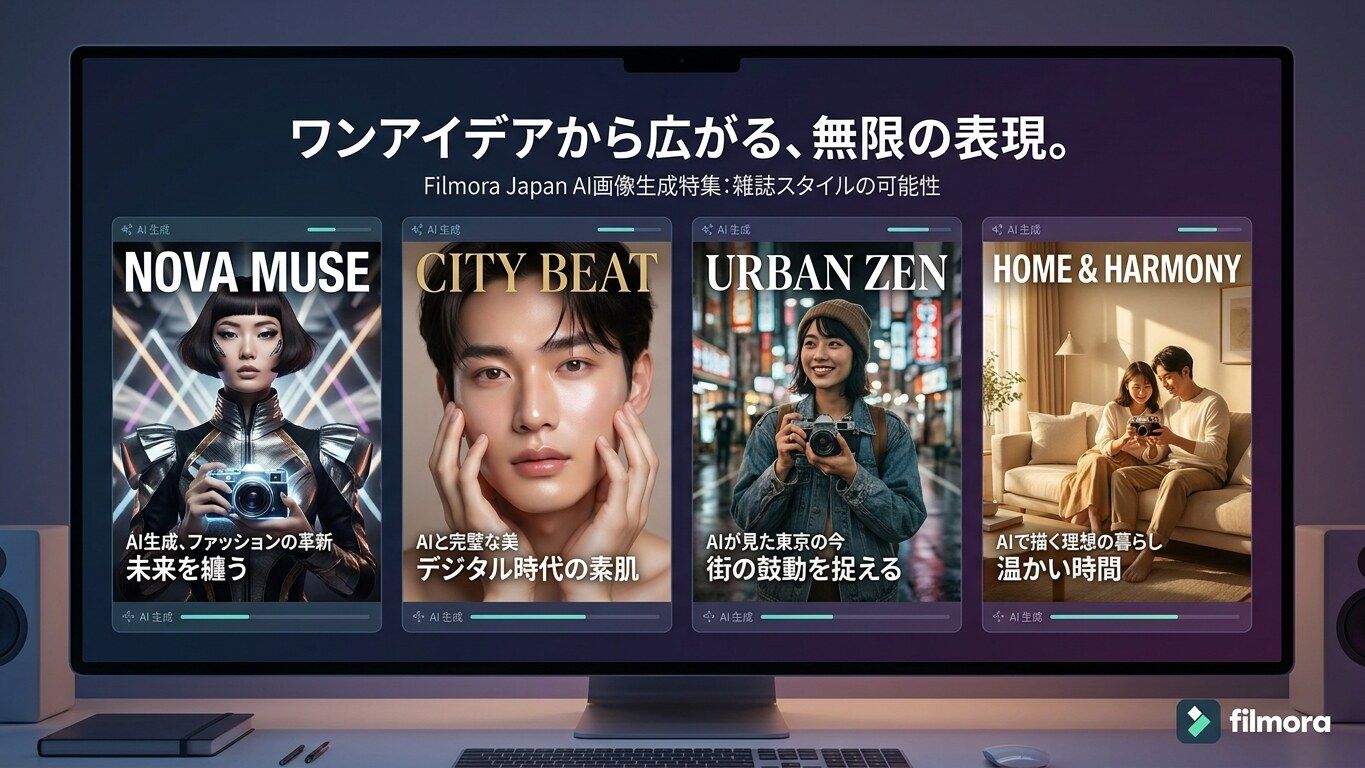 FilmoraのAI画像生成でChatGPT雑誌風の多スタイル画像を作成