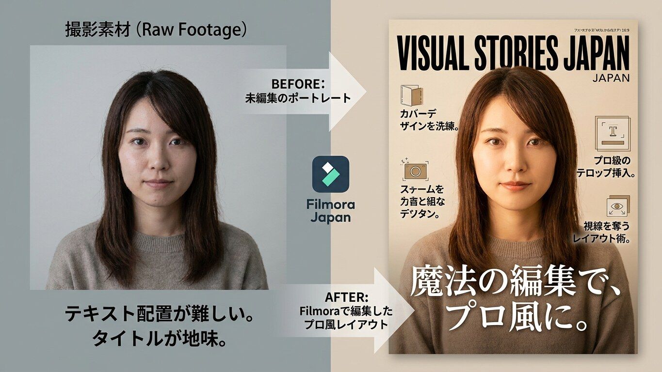 Filmoraのタイトル・テキスト編集でChatGPT雑誌風画像を整える