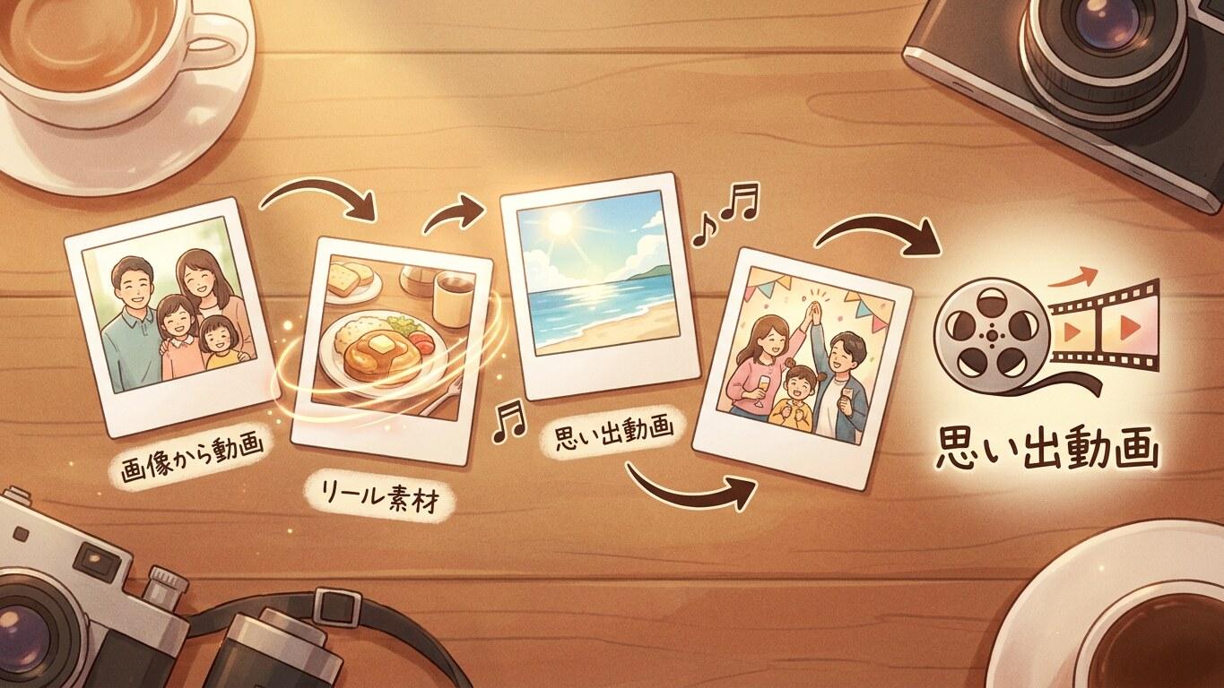 FilmoraのAI画像から動画生成でチェキ風イラストを動画にする