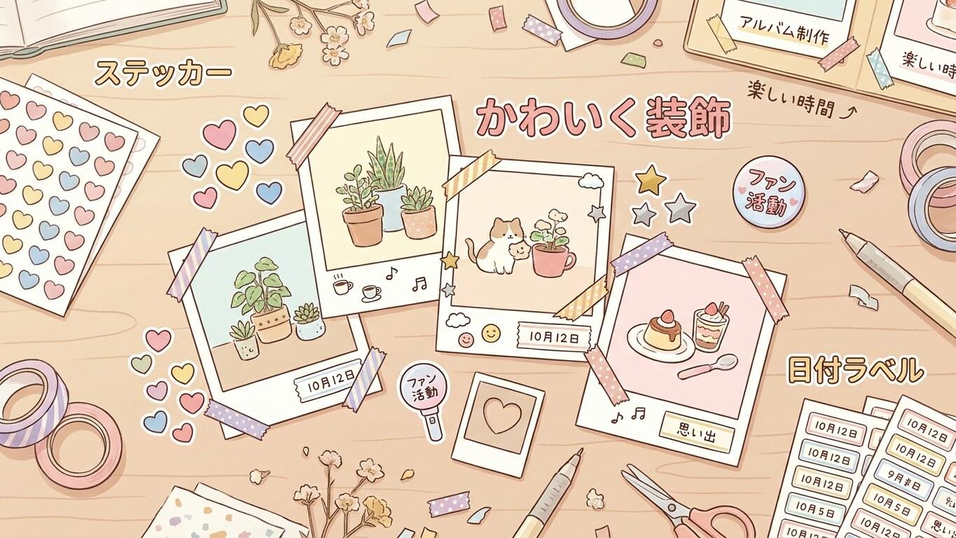Filmoraのステッカー機能でチェキ風イラストカードを装飾