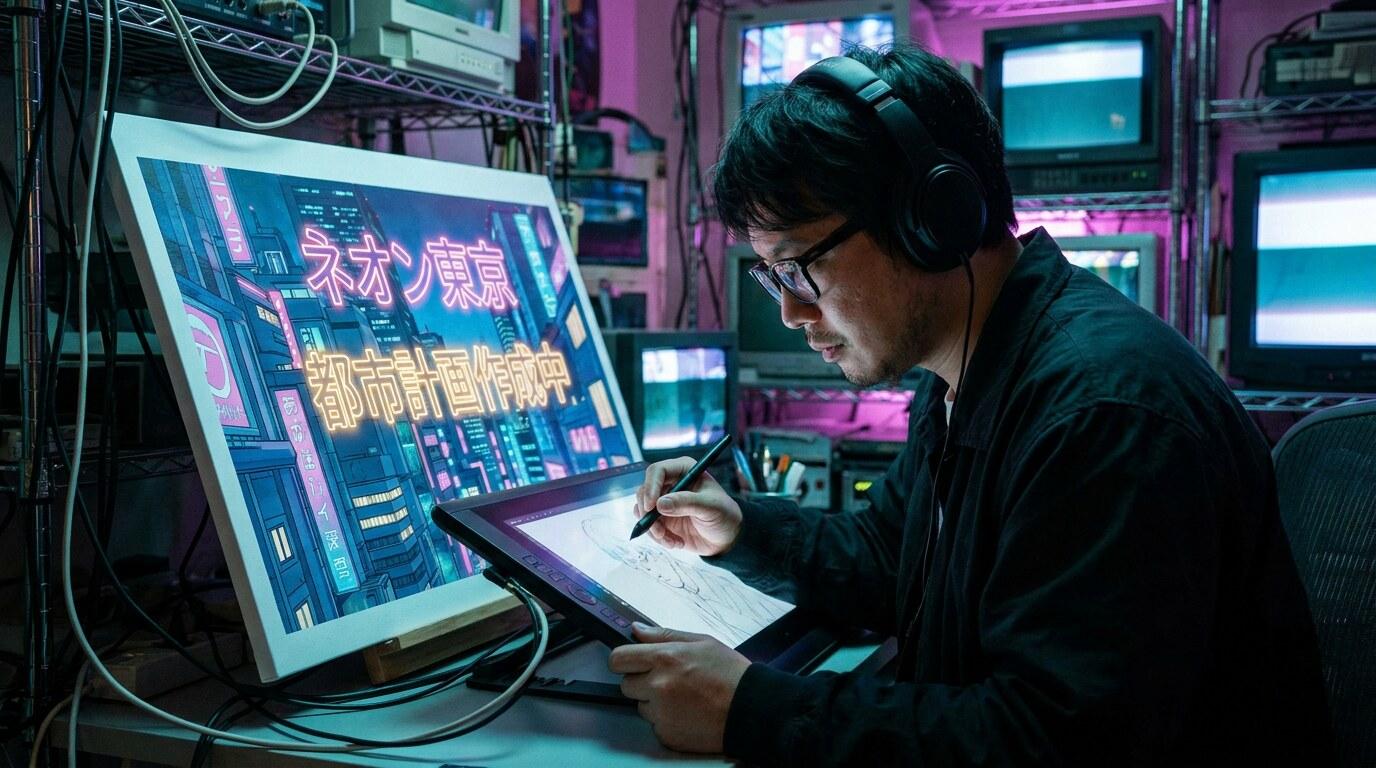 FilmoraのAI画像生成でサイバーパンク イラストを作成